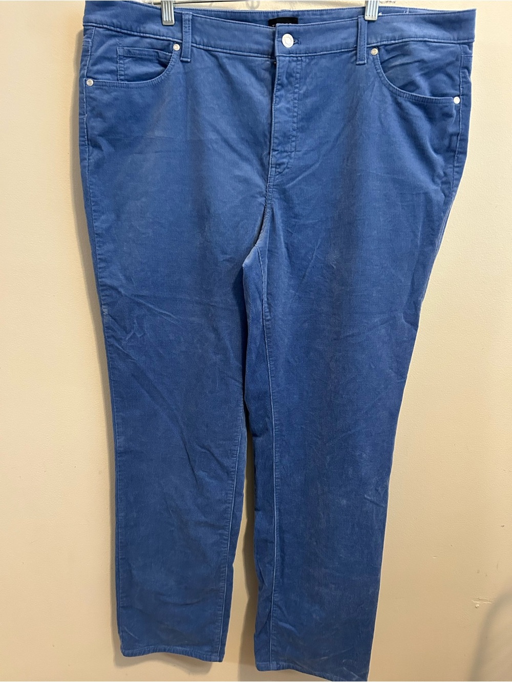 Talbots Straight Leg Corduroy Pants Women 18W Blue Stretch Velvet Trousers Plus
